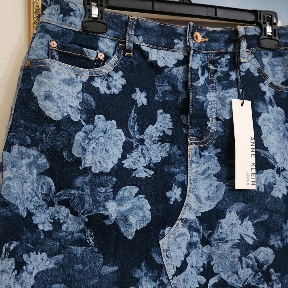 Floral Jean Skirt Above The Knee Casual Skirt Cottagecore Summer Vacation Large - Picture 3 of 8